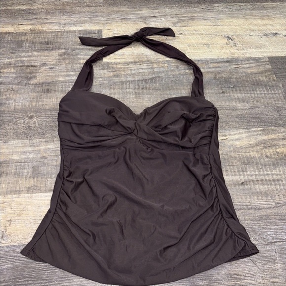 Miraclesuit Halter Top Size 14 In Brown Tie Top Underwire - Picture 1 of 9